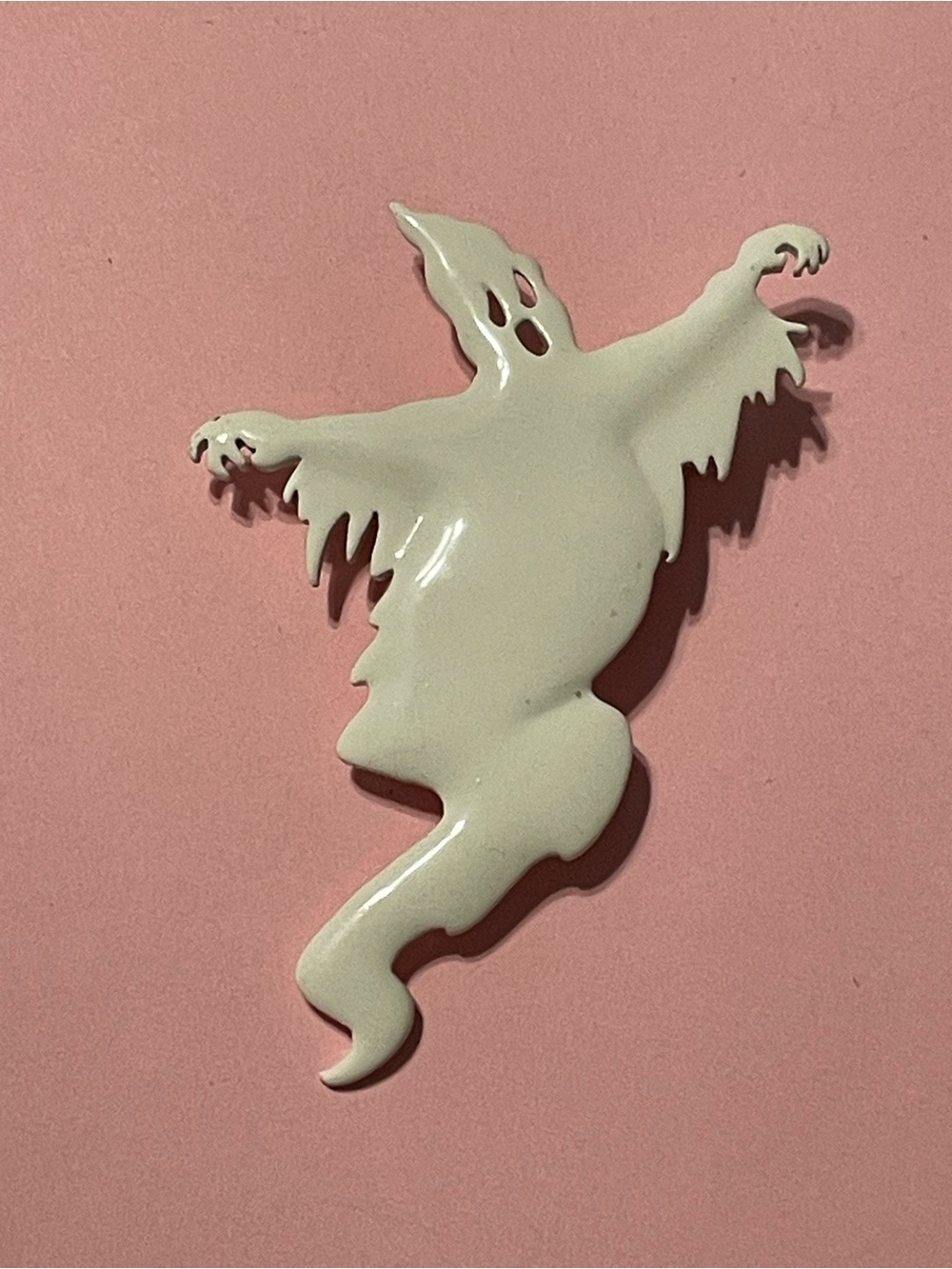 Vintage Enamel Halloween Ghost Signed JJ Brooch #9655